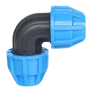pe快接弯头自来水管配件PE免热熔活接塑料接头蓝帽活接头90度弯头