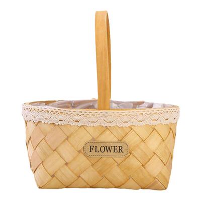 团购38节木片编织花篮厂家直销