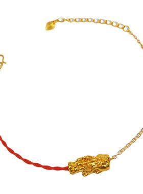 红绳貔貅转运沙金手工编织古代手链ins小众设计女24k不掉色招财潮