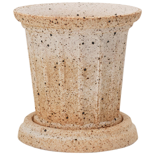 青野园艺家罗马柱 粗陶花盆红陶土盆透气粗陶花盆简约家用带托盘