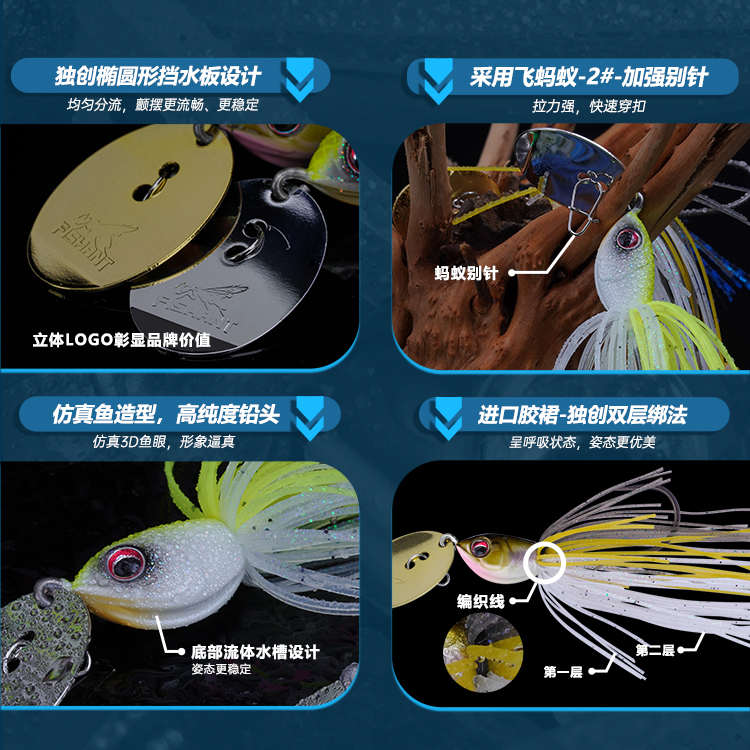 22款飞蚂蚁挡水板JIG胶裙铅头钩胡须佬草区竞技假饵路亚饵