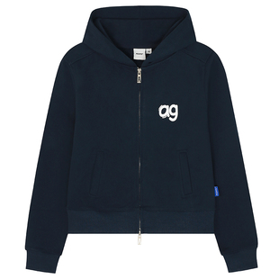 喜士潮社AGXS秋冬短款双拉链发泡logo外套A字半身裙女休闲套装