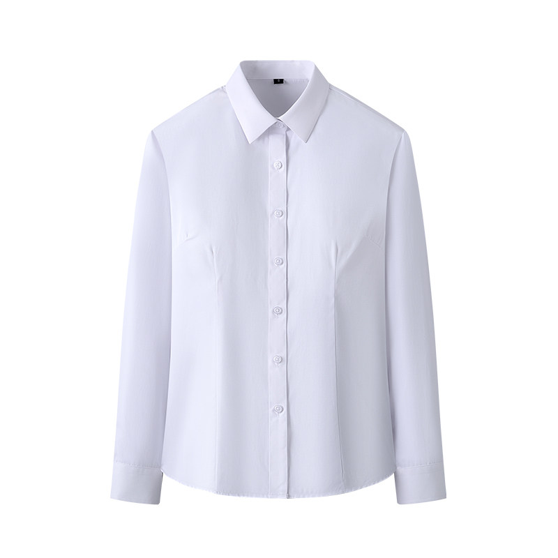 男女同款长袖白色衬衫夏季职业正装免烫纯棉衬衣工作服定制绣LOGO