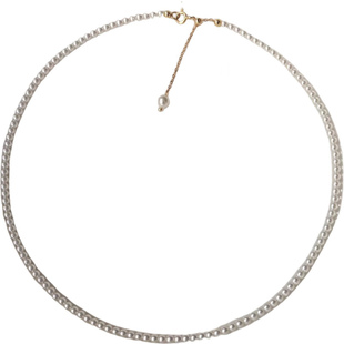 施家极细小米珠珍珠项链女2025新款爆款轻奢正圆锁骨叠戴颈链首饰