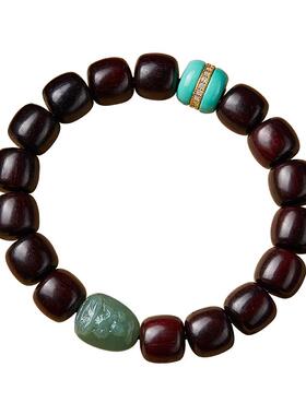 小叶紫檀手串和田玉本命佛手链