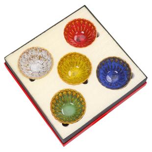 敦煌藻井五彩莲花主人杯功夫茶杯窑变建盏大号茶碗个人专用礼盒装