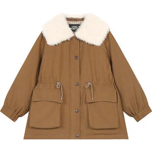 妖精的口袋仿毛绒拼接收腰羽绒服女2025年冬季新款时尚保暖厚外套