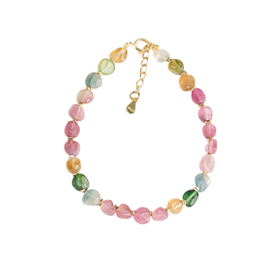 Shang原创新中式天然彩色碧玺项链女手串糖果碧玺手链节日礼物