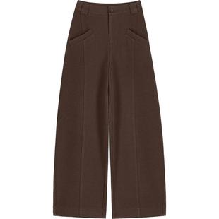 阔腿裤女冬新款加绒加厚呢子休闲裤黑色报恩裤子女款弯刀裤女裤子