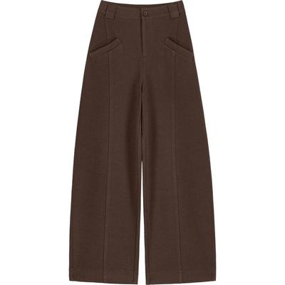 秋冬新款阔腿裤女厚实呢子