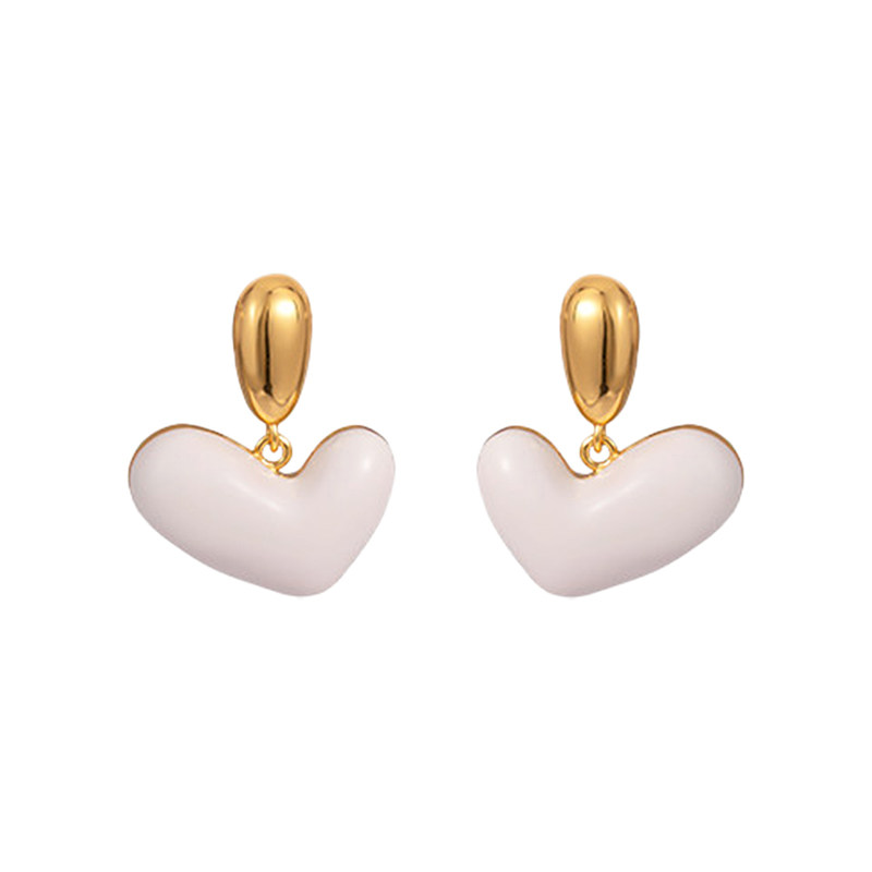 伊灿S925纯银针滴釉爱心耳钉女