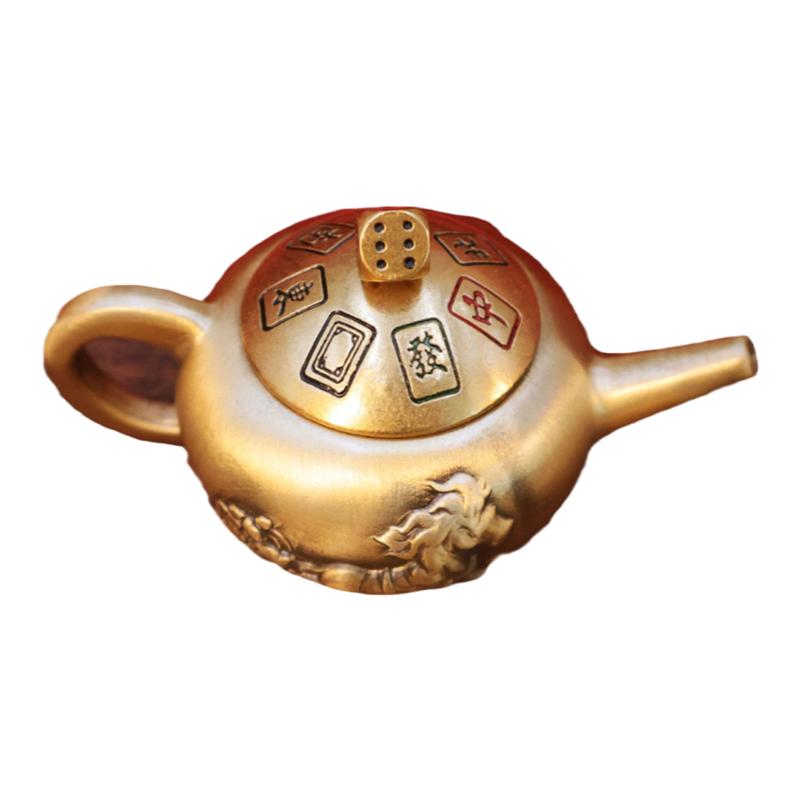 新款黄铜麻将把把壶马上胡手把件装饰摆件