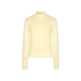 郁香菲半高领针织衫女气质通勤秋冬时尚灯笼袖显瘦套头线衫上衣