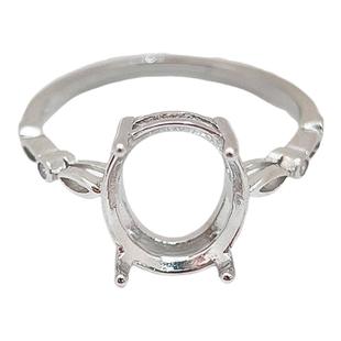 S925纯银镀18K金闭口口戒指空托镶嵌椭圆形9*11mm红蓝宝DIY配件