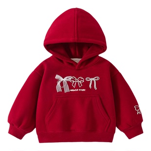 女童卫衣儿童红色上衣春秋季2026新款春装宝宝超好看今年流行爆款