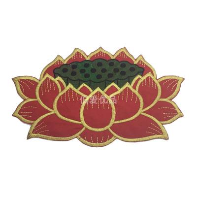 刺绣荷花布贴用品拜垫大小号