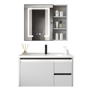 加厚不锈钢蜂窝铝浴室柜组合卫生间智能太空铝柜一体陶瓷洗漱台盆