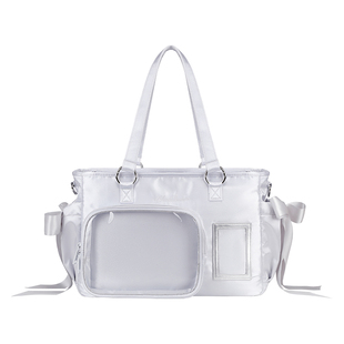 AORDA 追星暗格包双肩外出斜挎大容量单肩娃包丝带银色痛包演唱会