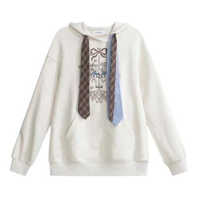 UNIFREE潮酷连帽卫衣女秋冬新款落肩宽松修身美式复古风针织上衣