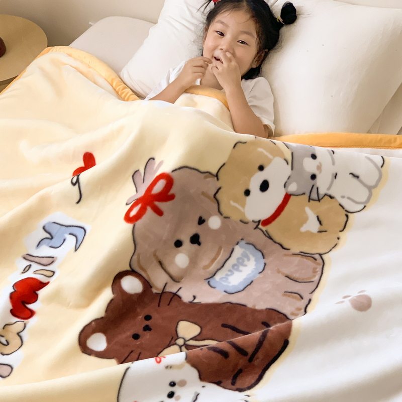 儿童毛毯冬季加厚双层婴儿宝宝盖毯幼儿园午睡小被子珊瑚绒云毯子