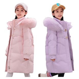 2025新款儿童羽绒服女童中长款中大童洋气冬装加厚外套反季清仓