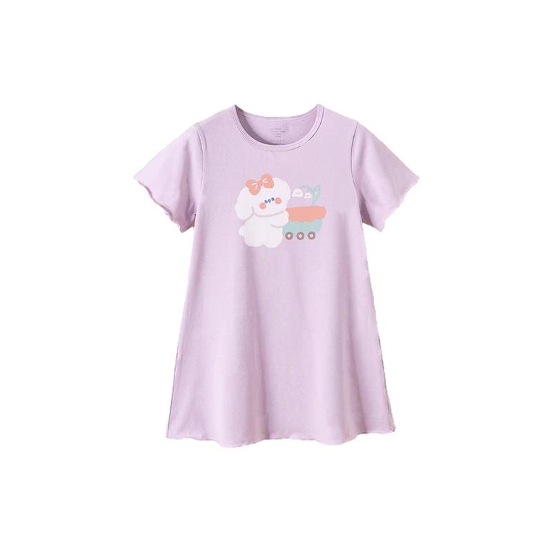 儿童睡裙全棉无痕睡衣裙女童新款家居服全棉公主风短袖宝宝睡衣