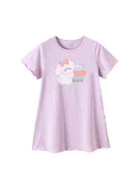 儿童睡裙全棉无痕睡衣裙女童新款家居服全棉公主风短袖宝宝睡衣