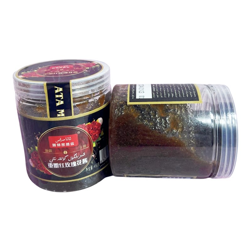 新疆于和田特产阿特密热丝重瓣红玫瑰花酱佐餐鲜花饼原料450g包邮