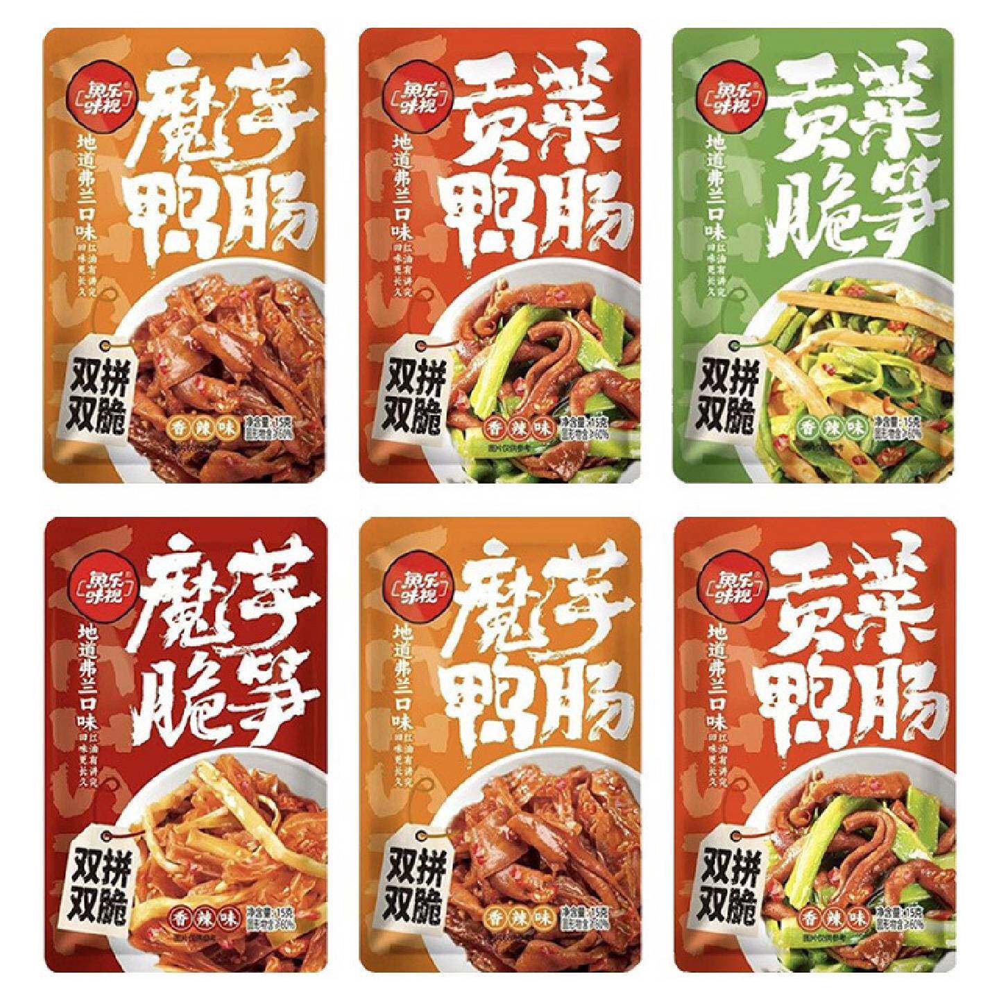 鱼乐味视贡菜鸭肠魔芋鸭肠脆笋双拼脆爽香辣即食小吃网红休闲零食