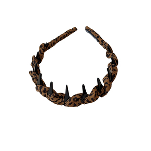 豹纹波浪带齿发箍女2025年新款高颅顶日常外戴头箍高级感时尚发饰