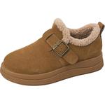 索菲娅厚底复古勃肯鞋女2025冬季新款加绒保暖棉鞋一脚蹬毛毛鞋