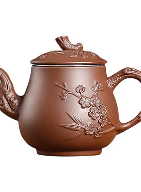 宜兴紫砂壶不锈钢内胆过滤玉梅壶功夫茶具单壶手工茶杯套装家用