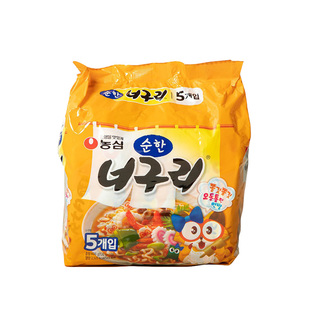 韩国进口农心原味清淡小浣熊乌冬面120g*5袋韩方便面泡面汤面