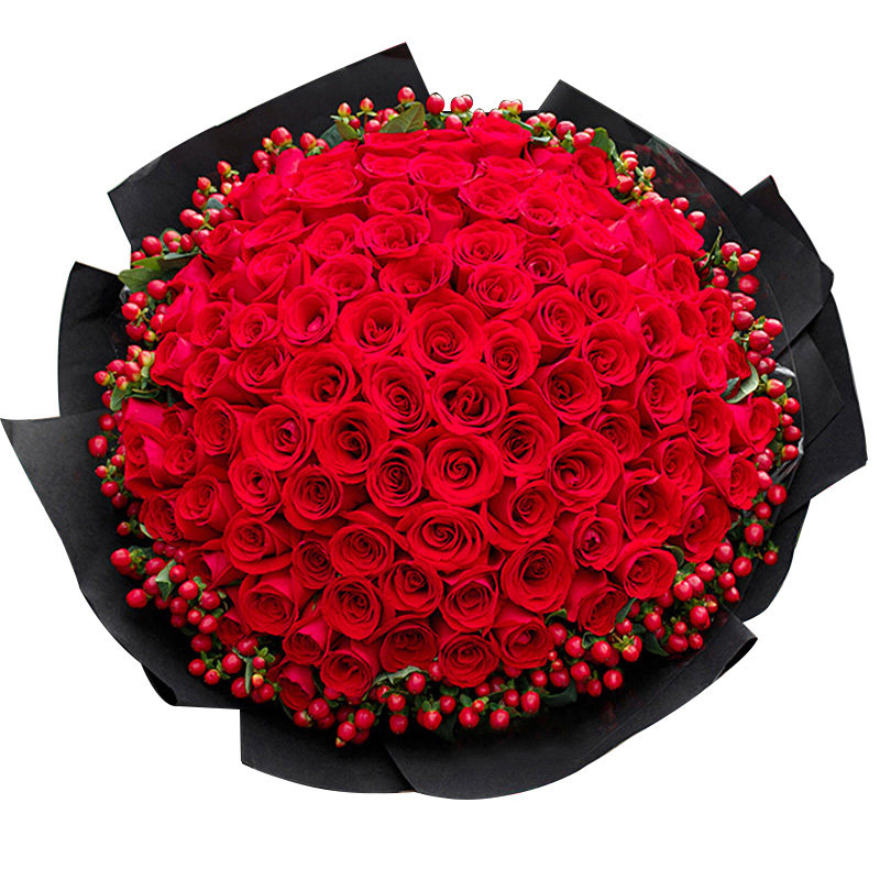 99朵红玫瑰花束生日鲜花速递同城