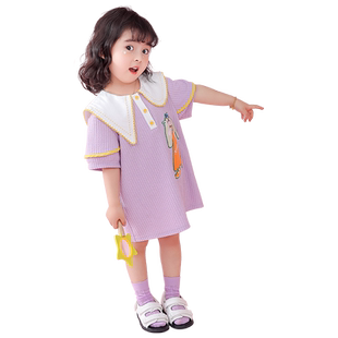 女童个性海军领小兔T恤夏季2026年新款儿童洋气女宝宝短袖上衣潮