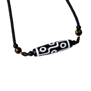 西藏天珠九眼三眼黑白钙化真品天然玛瑙项链吊坠饰品男女通用礼物