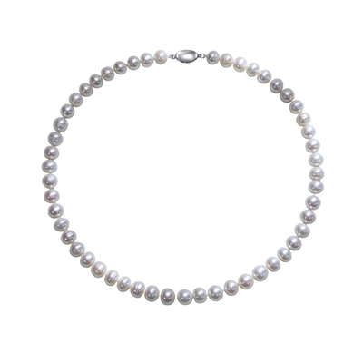 BRI.R/佰色传情8.5-9.5mm淡水珍珠S925银大颗粒素链气质项链