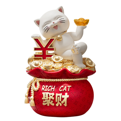 躺赚招财猫摆件高级感客厅存钱罐前台装饰送朋友开业礼物生意兴隆
