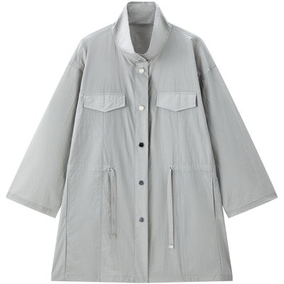 太平鸟柔光系列通勤凉感风衣外套宽松中长款防晒衫A1BBF2193