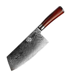 三本盛菜刀大马士革钢锻打刀具