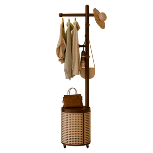 实木衣帽架卧室落地立式挂衣架家用床头移动衣服置物架子2026新款