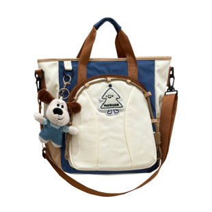 学院风少女斜挎包高中生学生上课补习袋大容量书包通勤单肩包包女