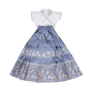 高级感汉服女童古风汉元素马面裙套装春装儿童唐装春季中国风古装