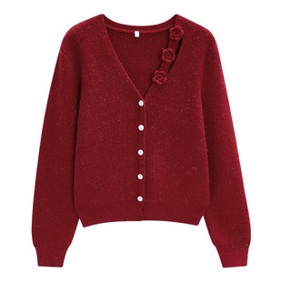 IEF/爱依服2025秋冬新款小香风洋气毛针织开衫女长袖宽松毛衣外套