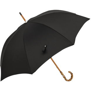 Pasotti意大利手工定制晴雨伞黑色伞面竹节手柄复古男士直柄伞