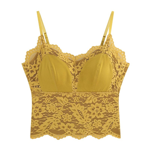 鹭原创【秘境】法式蕾丝吊带背心女春季复古光泽缎面内搭上衣青一