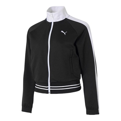 Puma/彪马正品跑步立领拉链夹克女条纹拼接夹克外套638392-01