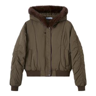 【鱼九九推荐】DIDDIMODA 大翻领连帽军绿色棉服