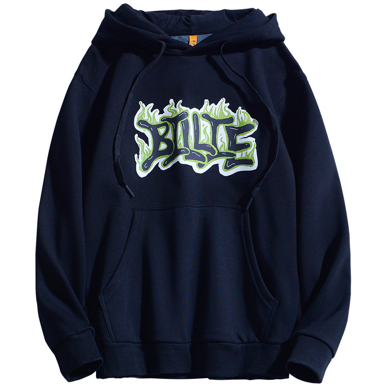 冬季重磅加绒加厚保暖连帽卫衣男女美式潮牌简约印花宽松休闲外套