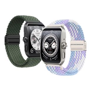 适用于oppowatch3Pro手表带4pro尼龙编织磁吸扣X2腕带oppo全智能手表watch2/1男女SE高级感替换带夏秋46mm